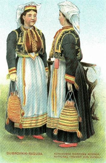 59.-Konavoska-narodna-nošnja,-razglednica,-20.-st.