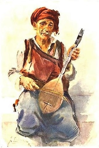 7.-Guslar-iz-okolice-Dubrovnika,-razglednica,-20.-st.