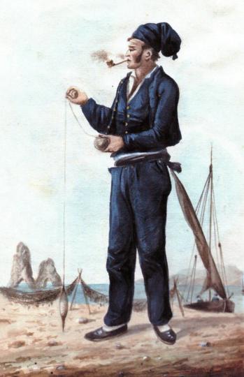 9.-Ribar-iz-Trpnja-s-poluotoka-Pelješaca,-Album-Nikole-Arsenovića,-1870-ih,-Etnografski-muzej-u-Beogradu